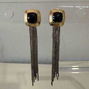 David Yurman Vintage Black and Gold Chain Tassel Earrings
